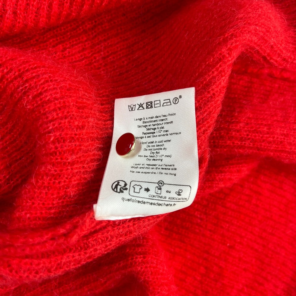 Sezane Barry Cardigan Women's M Reversible Red Mohair Alpaca V-Neck Oversized - Picture 5 of 14